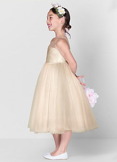 Azazie Brienne Flower Girl Dresses Champagne Ball-Gown Sequins Tulle Dress image3