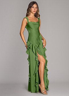 Azazie Sloane 신부 들러리 드레스 A라인 스윗하트 네크라인 스트레치 새틴 바닥 길이 드레스 image3