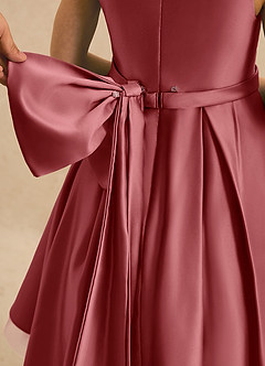 Azazie Josie Flower Girl Dresses Antique Rose A-Line Pleated Matte Satin Dress image6
