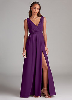 Azazie Tanicia Brautjungfernkleider A-Linie Plissee Chiffon Kleid Traube image4