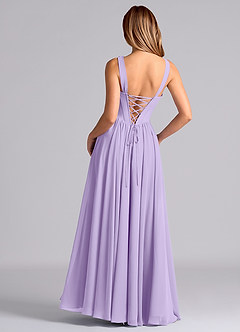 Azazie Delmie Final Sale Lilac A-Line Corset Chiffon Dress image6