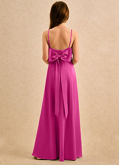 Azazie Chamomile Girls Formal Flower Girl Dresses Fuchsia A-Line Pleated Stretch Satin Dress image5