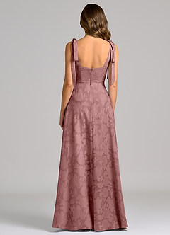 Azazie Debra Bridesmaid Dresses Dusty Rose A-Line with Pockets Floral Burnout Dress image6