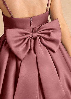 Azazie Davine vestidos de niña de las flores Vestido de Amatista de Satin Mate de Corte En A con Tirante Espagueti image10