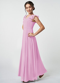 Azazie Claudine Junior Candy Pink A-Line Pleated Chiffon Dress image3