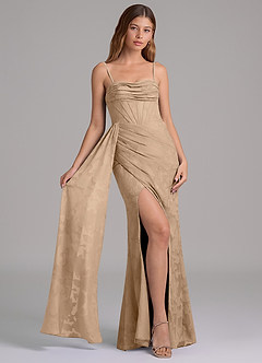 Azazie Amyra Vestidos de damas de honor Vestido de Champán de Devorado Floral de Corte Sirena Convertible con Vestidos sin tirantes image6