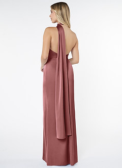 Azazie Kaylani Brautjungfernkleider Meerjungfrau-Linie Hoher Kragen Stretch-Satin Kleid Amethyst image2
