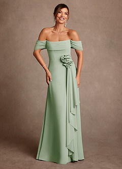 Azazie Amherst Klänningar till brudens mor Klä A-Line i Chiffong Av axeln Dusty Sage image1