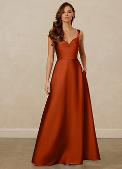 Christian Siriano Bridal for Azazie 1001 Bridesmaid Dresses Paprika A-Line Sweetheart Neckline Stretch Satin Dress image1