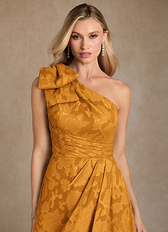 Azazie Easton Mother of the Bride Dresses Butterscotch Ball-Gown One Shoulder Floral Burnout Dress image3