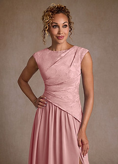 Azazie Kalleen Mother of the Bride Dresses Dusty Rose A-Line Pleated Chiffon Dress image6