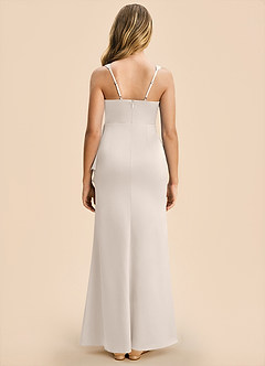 Azazie Adrienne Junior White Alabaster Sheath Pleated Stretch Satin Dress image2