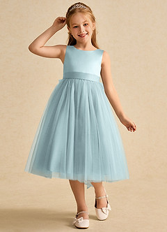 Azazie Winnie Flower Girl Dresses Mist Ball-Gown Bow Tulle Dress image4