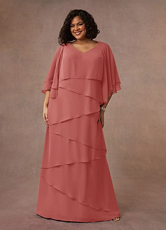 Azazie OHara Mother of the Bride Dresses Antique Rose A-Line V-Neck Chiffon Dress image10