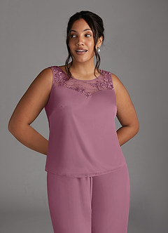Azazie Frances Mère de la mariée Robes Robe Combinaison/Tailleur Pantalon en Maille Découpé Mauve Vintage image10