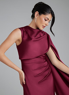 Azazie Taj Bridesmaid Dresses Burgundy Mermaid Corset Stretch Satin Dress image3