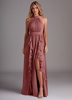 Azazie Avary Bridesmaid Dresses Amethyst A-Line Pleated Chiffon Dress image1