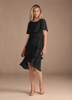 Azazie Rita Mother of the Bride Dresses Black A-Line Scoop Beaded Chiffon Dress image5