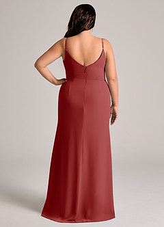 Azazie Deandra Bridesmaid Dresses Rust Mermaid Pleated Chiffon Dress image8