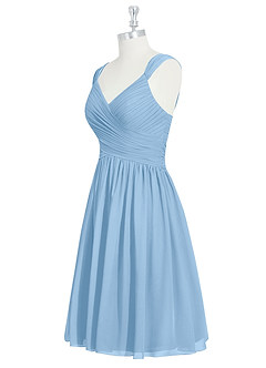 Azazie Angie Bridesmaid Dresses Powder Blue A-Line Corset Chiffon Dress image9