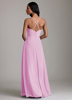 Azazie Naeem Bridesmaid Dresses Candy Pink A-Line V-Neck Ruffle Chiffon Dress image2