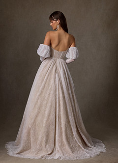 Azazie Sienna Trouwjurken Jurk van Kant met A-Lijn Sweetheart Halslijn Diamant Wit Naakt image2