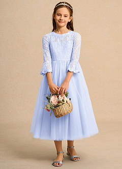 Azazie Lamb Girl vestidos de niña de las flores Vestido de Lavanda de Encaje de Princesa image1