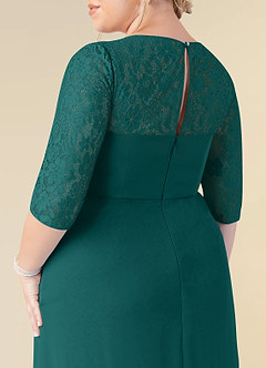 Azazie Leonine Abiti per la Madre della Sposa Abito A-Line in Chiffon in Pizzo con Scollo a U Verde Pavone image13