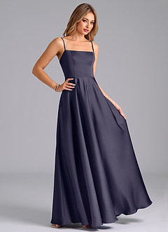 Azazie Elita Bridesmaid Dresses Stormy A-Line Pleated Stretch Satin Dress image3