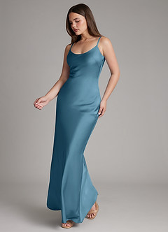 Azazie Ambra Bridesmaid Dresses Bermuda Mermaid Pleated Stretch Satin Dress image3
