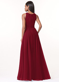 Azazie Harper Bridesmaid Dresses Burgundy A-Line Pleated Chiffon Dress image2