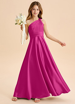 Azazie Charlize Junior Klä av A-Line i Stretch Satin Plisserad image1