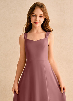 Azazie Makani Girls Formal Blumenmädchenkleider A-Linie Herzausschnitt Chiffon Kleid Wüstenrose image6