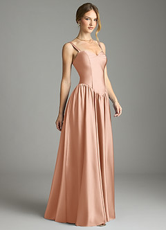 Azazie Evadina Suknie dla druhen Linia A Gorset Satyna elastyczna Do ziemi Sukienka image4