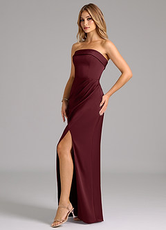 Azazie Aretha Bridesmaid Dresses Cabernet A-Line Strapless Stretch Satin Convertible Dress image3
