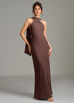 Azazie Cassiana Brautjungfernkleider Meerjungfrau-Linie Plissee Chiffon Kleid Ganache image3