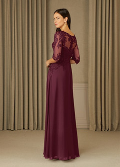 Azazie Dorella Mother of the Bride Dresses Cabernet A-Line Lace Chiffon Dress image4
