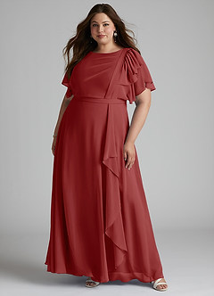 Azazie Aaliyah Modest Bridesmaid Dresses A-Line Scoop Pleated Chiffon Floor-Length Dress image6