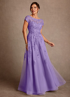 Azazie Jalinda Mother of the Bride Dresses Tahiti A-Line Lace Chiffon Dress image1