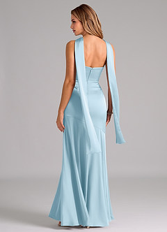 Azazie Shiloh Bridesmaid Dresses Sky Blue Mermaid Strapless Stretch Satin Convertible Dress image7