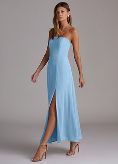 Azazie Wren Bridesmaid Dresses Steel Blue A-Line Strapless Chiffon Dress image3