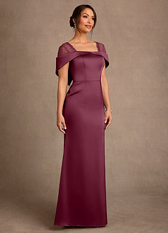 Azazie Henrieta 신부의 어머니 드레스 쉬스 레이스 스트레치 새틴 플로어 길이 드레스 image3