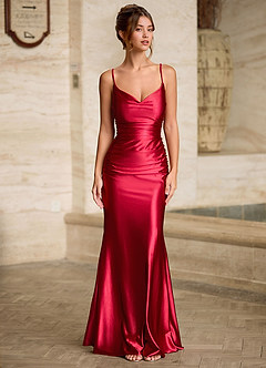 Scarlett Red Backless Lace-up Mermaid Prom Dress image5