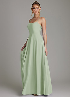 Azazie Elita Bridesmaid Dresses Dusty Sage A-Line Pleated Chiffon Dress image5