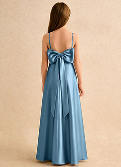 Azazie Joella Girls Formal Sukienki dla dziewczynek sypiących kwiaty Linia A Pofałdowany Satyna elastyczna Długość podłogi Sukienka image1