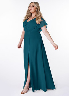 Azazie Rylee Bridesmaid Dresses Ink Blue A-Line Pleated Chiffon Dress image8