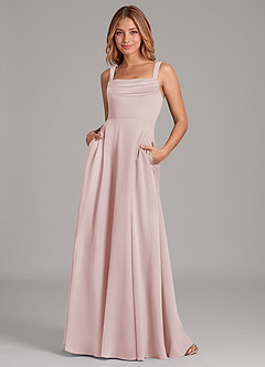 Azazie Shaude Bridesmaid Dresses Blushing Pink A-Line Pleated Chiffon Dress image1