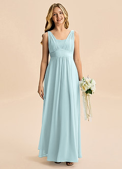 Azazie Odette Junior Vestido de Neblina de Gasa de Corte en A con Escote de Corazón image6