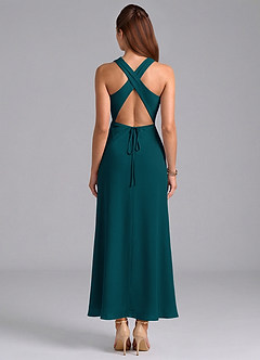Azazie Evadne Bridesmaid Dresses Pine Sheath Pleated Chiffon Dress image6