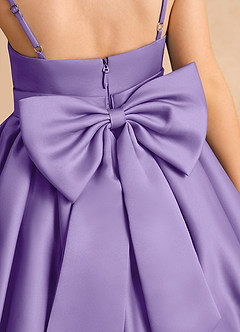 Azazie Davine vestidos de niña de las flores Vestido de Tahití de Satin Mate de Corte En A con Tirante Espagueti image10
